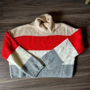 VESTIQUE | Cropped Turtleneck Sweater | Beige, Red, Cream, Gray | Size M/L